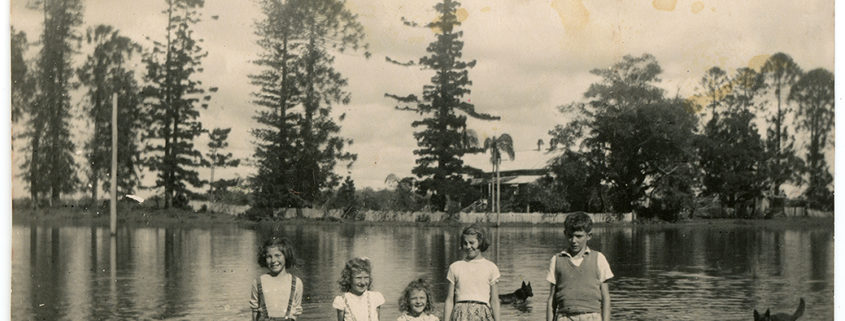 Heritage photo of people at lagoon
